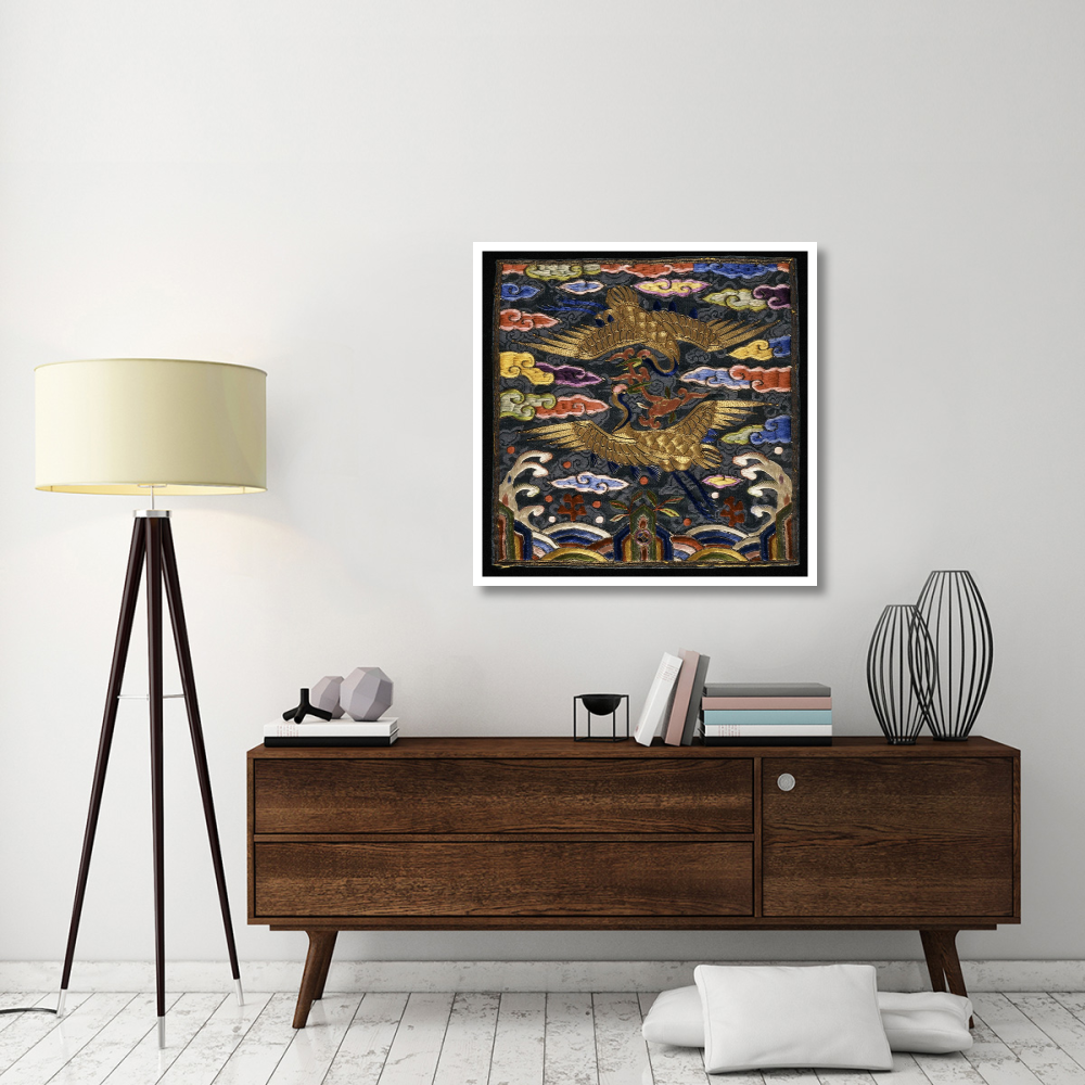 Pair of Badges (Hyungbae) of the Upper Civil Rank with Two Cranes-Paper Art-38&quotx38"