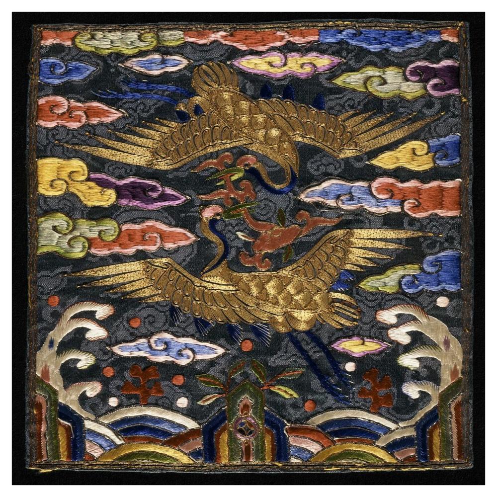 Pair of Badges (Hyungbae) of the Upper Civil Rank with Two Cranes-Paper Art-42"x42"