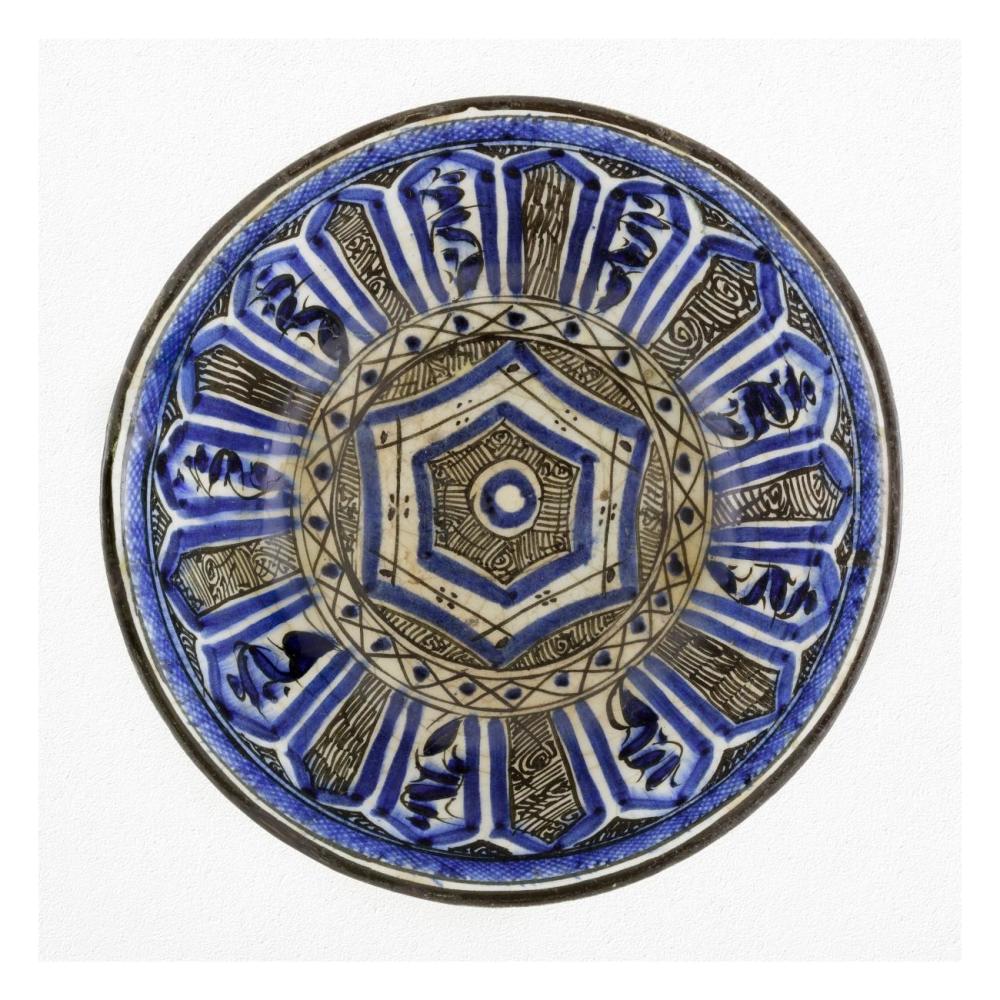 Blue and Black Painted Bowl-Paper Art-26"x26"