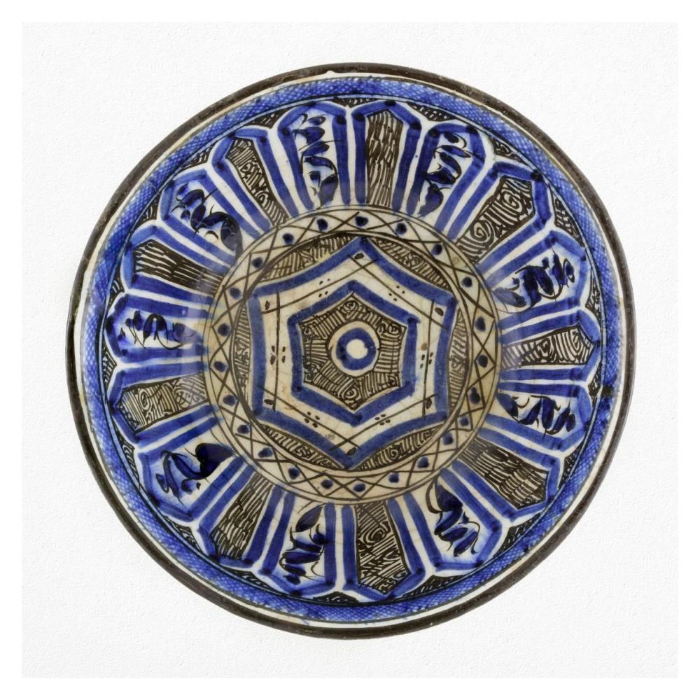 Blue and Black Painted Bowl-Paper Art-32"x32"