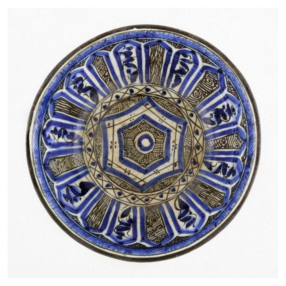 Blue and Black Painted Bowl-Paper Art-38"x38"