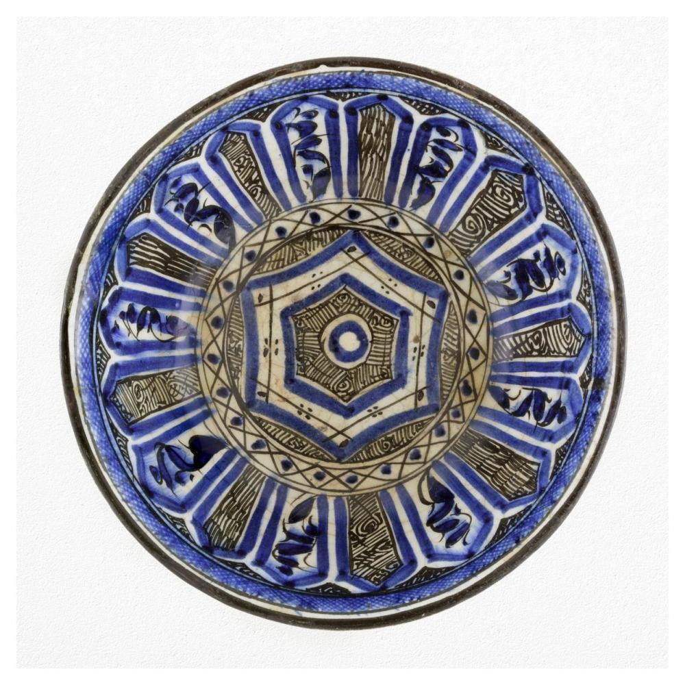 Blue and Black Painted Bowl-Paper Art-42"x42"
