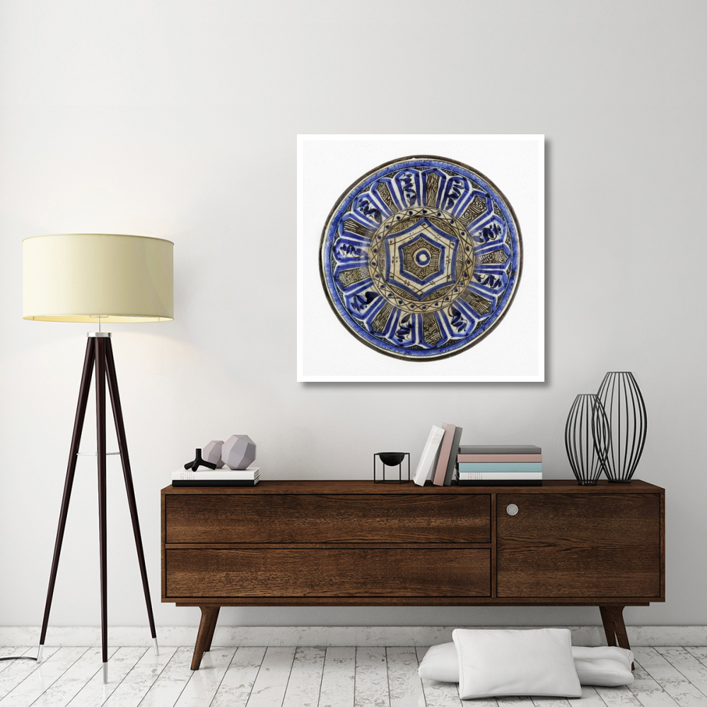 Blue and Black Painted Bowl-Paper Art-42&quotx42"