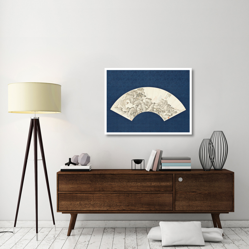 Landscape with Scholar Playing a Lute (Qin)-Paper Art-42&quotx32"