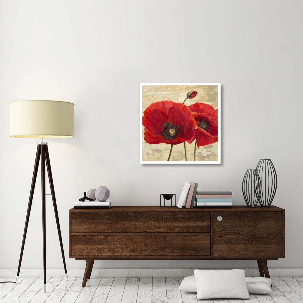 Red Poppies (detail II)-Paper Art-32&quotx32"