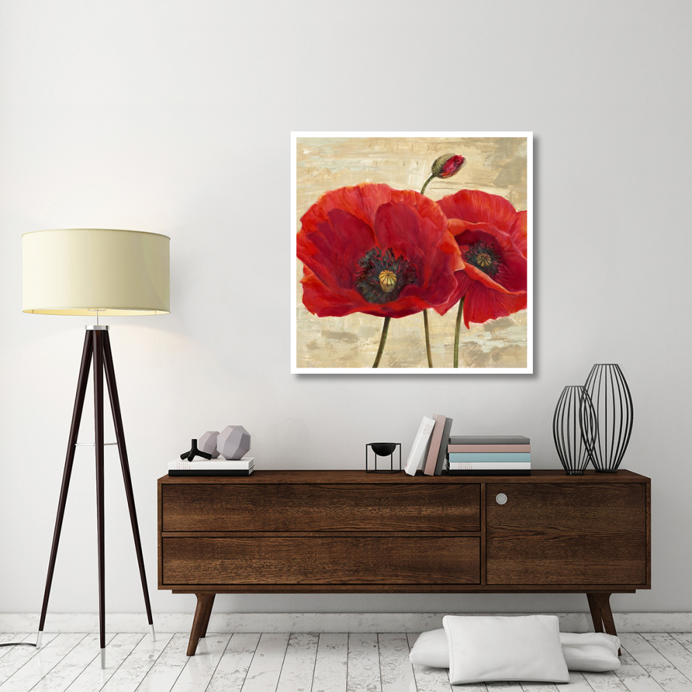 Red Poppies (detail II)-Paper Art-42&quotx42"