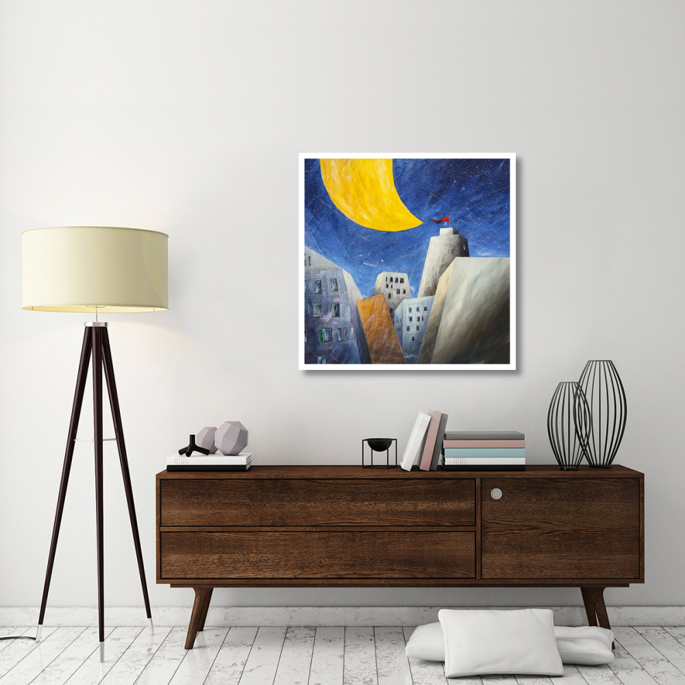 Sotto una grande luna gialla-Paper Art-38&quotx38"