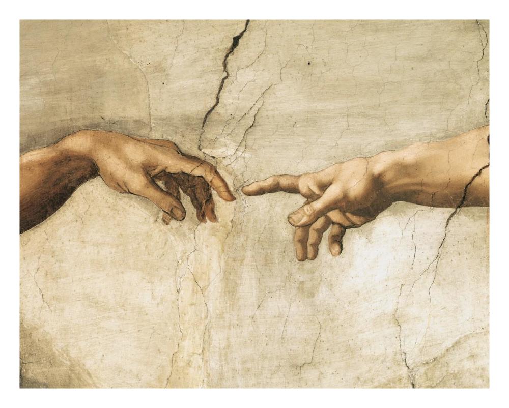 Creation of Adam (detail)-Paper Art-26"x22"