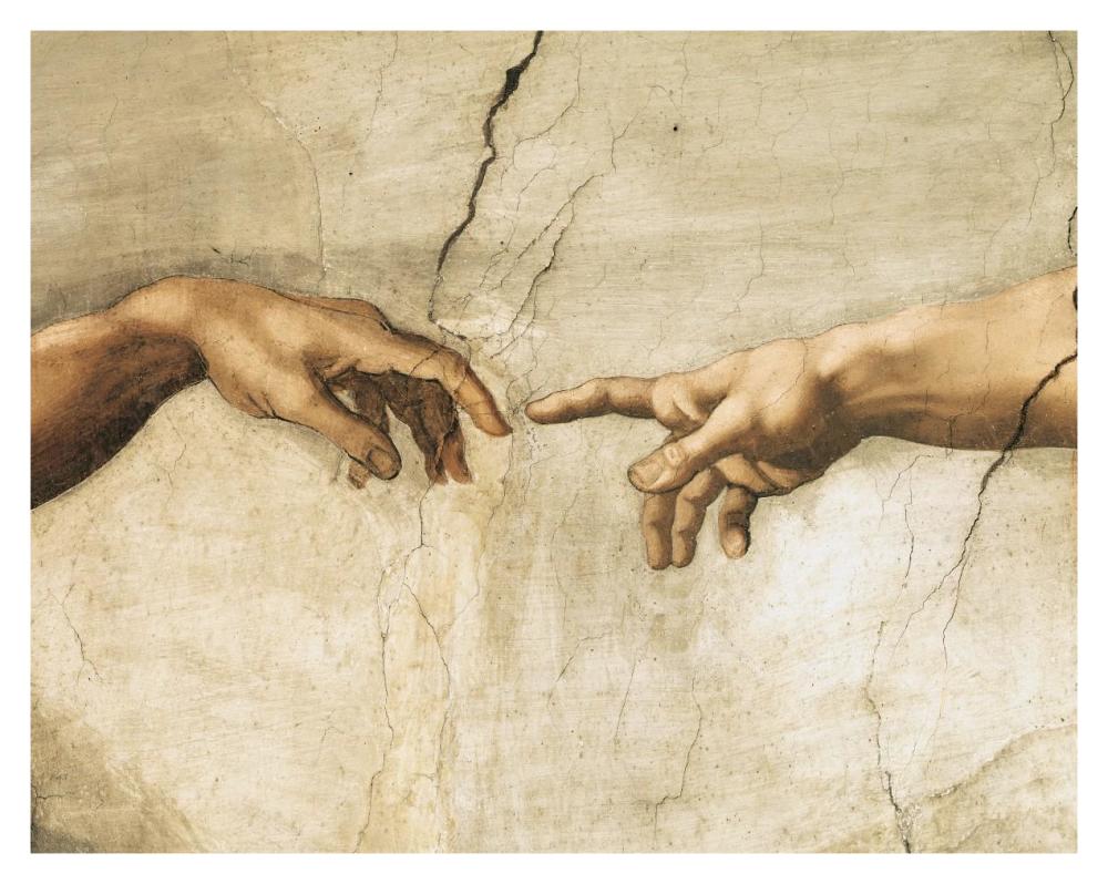 Creation of Adam (detail)-Paper Art-37"x30"