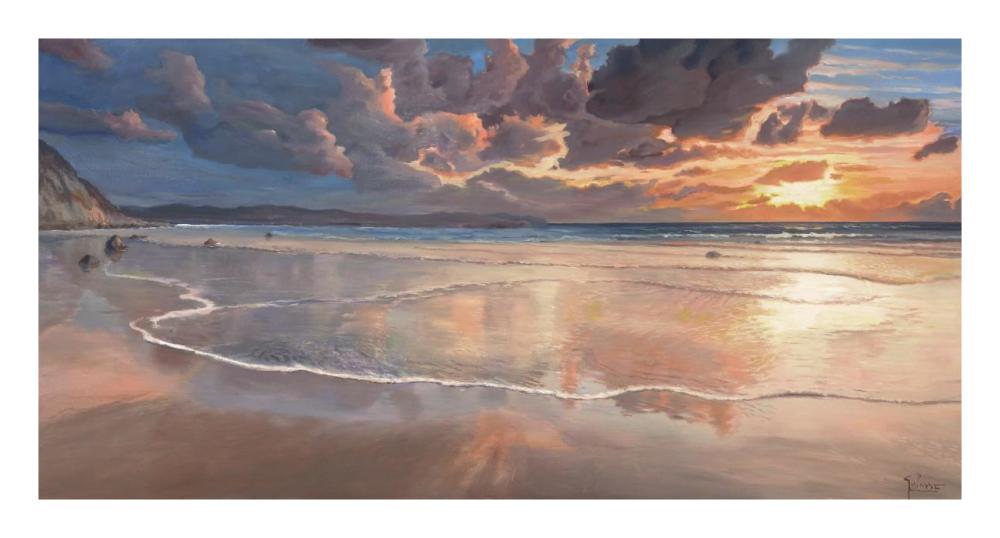 Alba sul mare-Paper Art-26"x14"