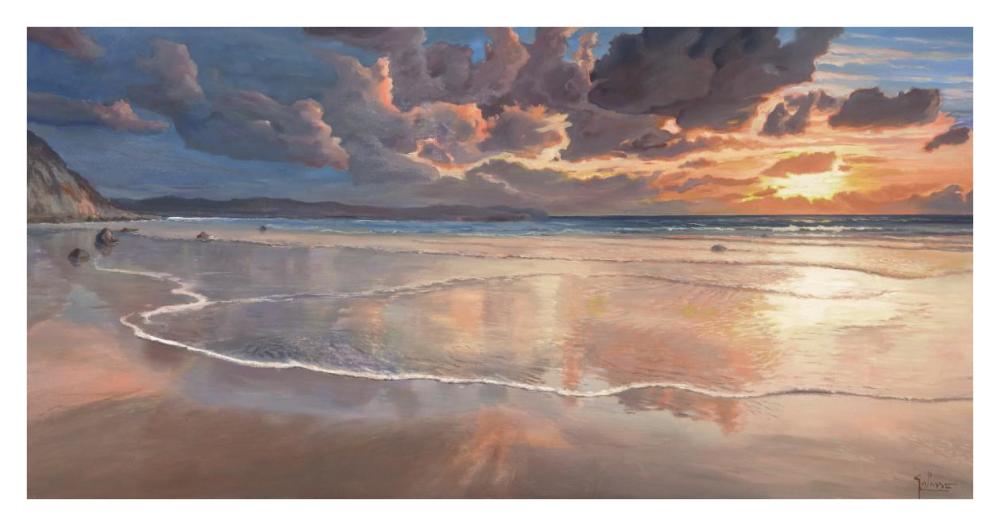 Alba sul mare-Paper Art-38"x20"