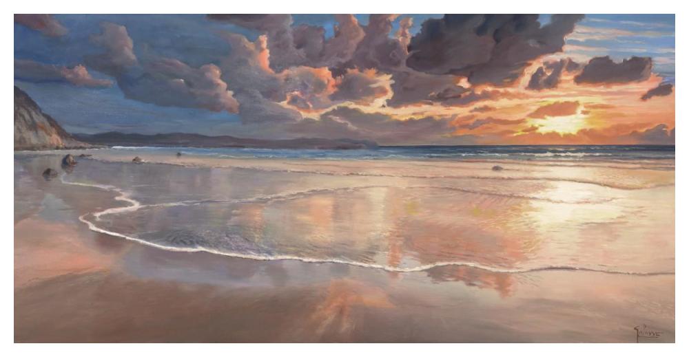 Alba sul mare-Paper Art-50"x26"