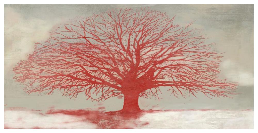 Red Tree-Paper Art-62"x32"