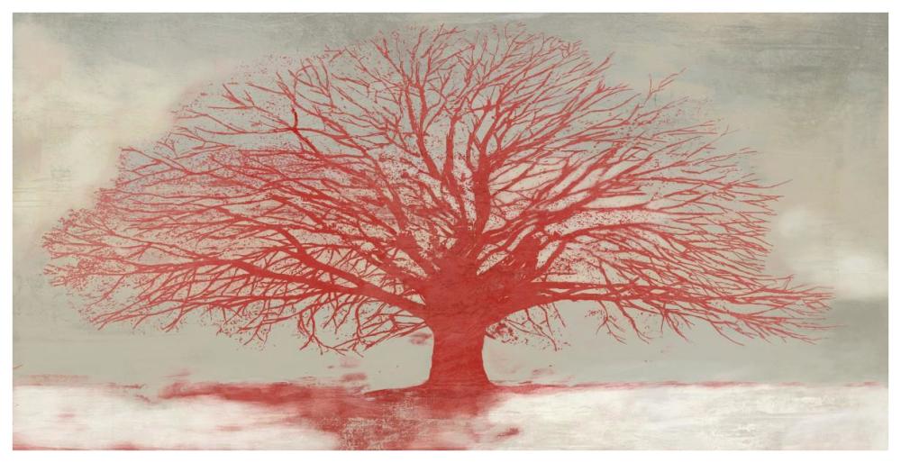 Red Tree-Paper Art-74"x38"