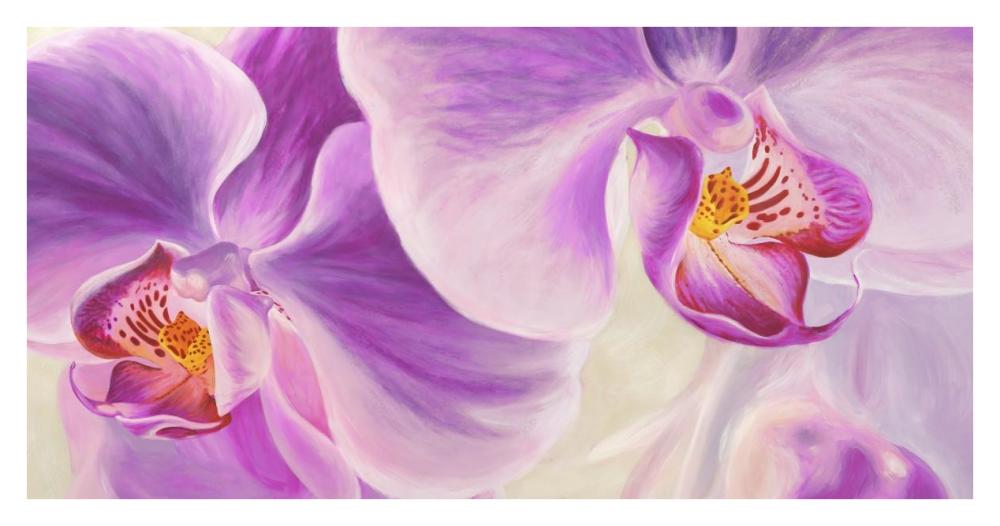 Purple Orchids-Paper Art-38"x20"