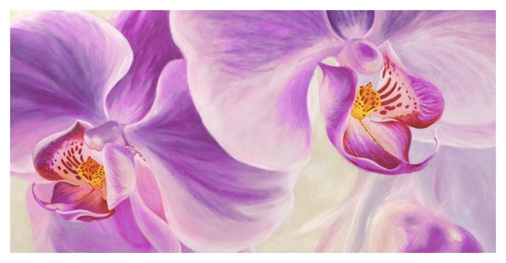Purple Orchids-Paper Art-50"x26"