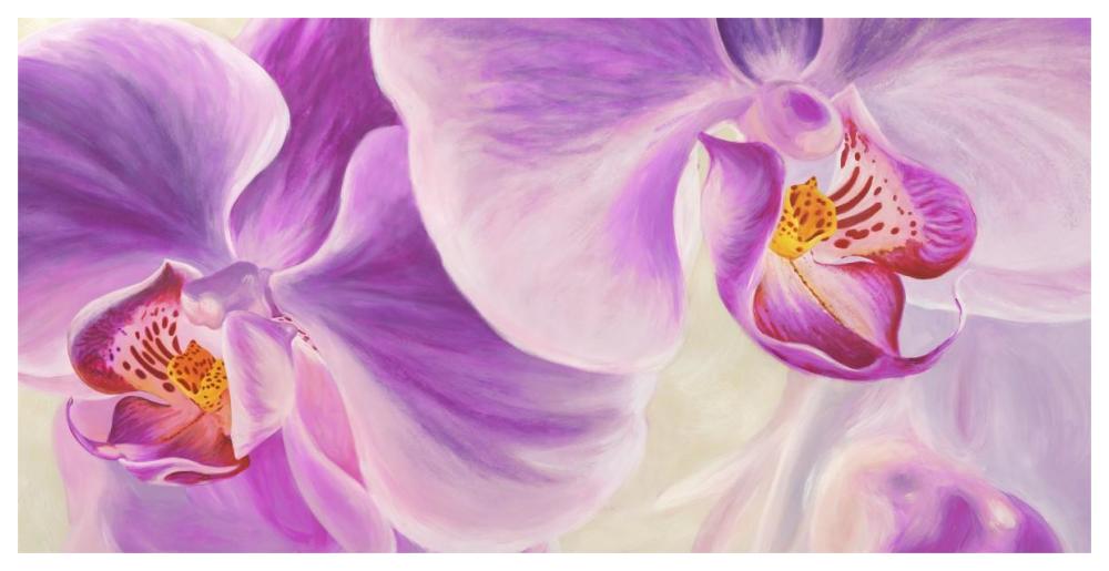 Purple Orchids-Paper Art-62"x32"