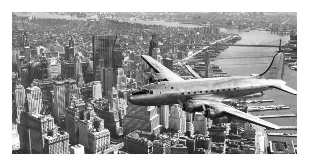 Flying over Manhattan, NYC-Paper Art-26"x14"