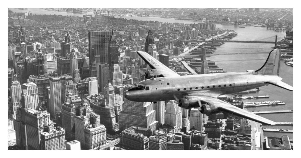 Flying over Manhattan, NYC-Paper Art-38"x20"