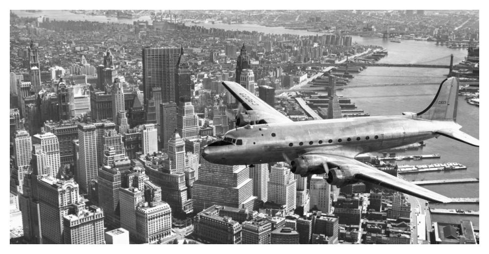 Flying over Manhattan, NYC-Paper Art-50"x26"
