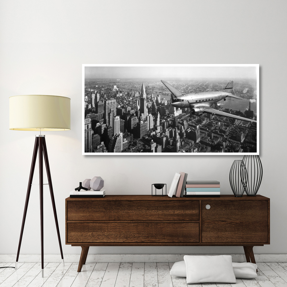DC-4 over Manhattan, NYC-Paper Art-74&quotx38"
