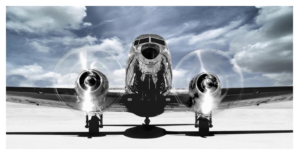 Airplaine taking off in a blue sky-Paper Art-50"x26"