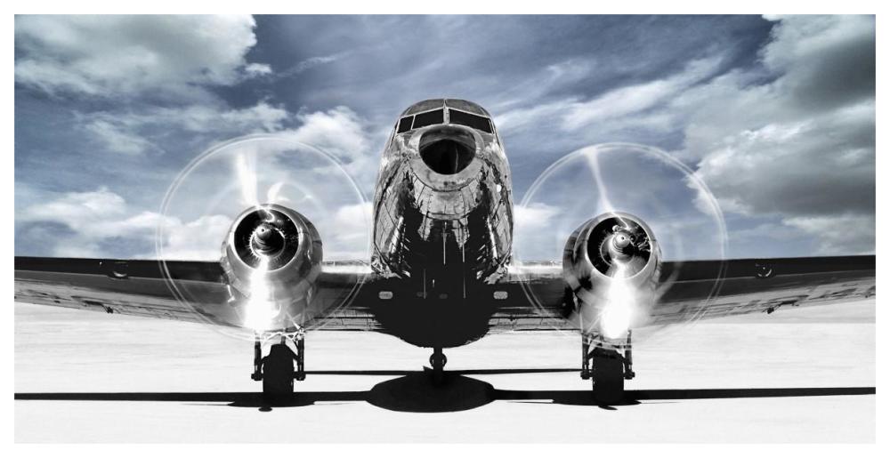 Airplaine taking off in a blue sky-Paper Art-62"x32"