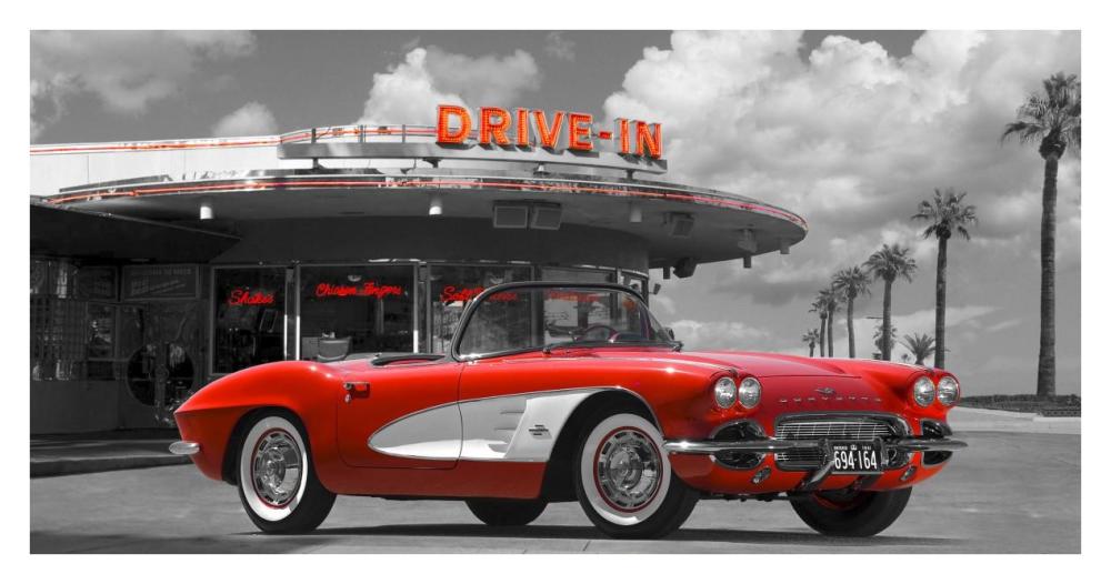 Historical diner, USA-Paper Art-38"x20"
