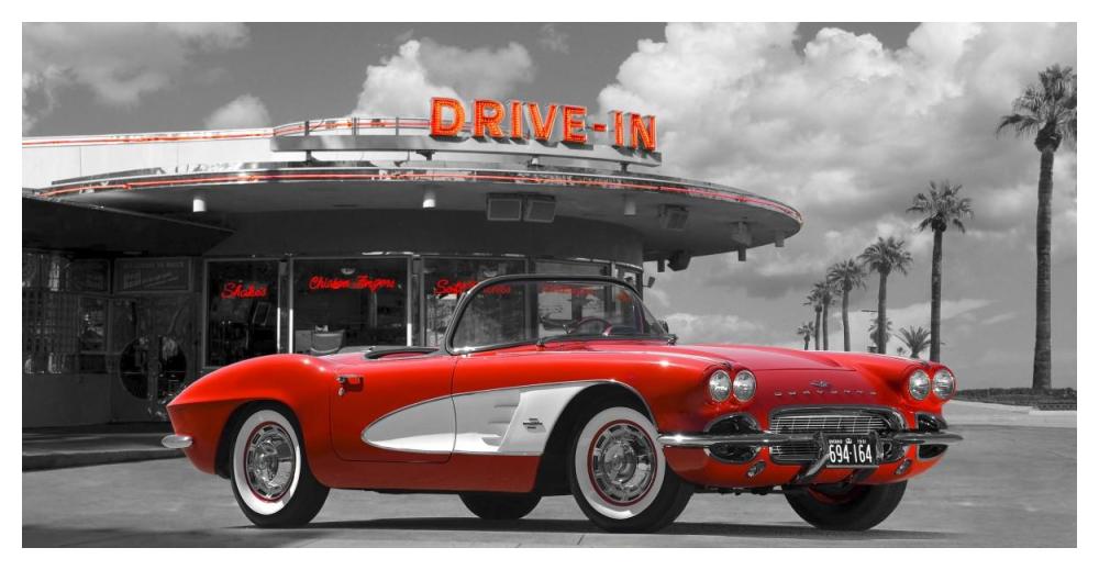 Historical diner, USA-Paper Art-50"x26"