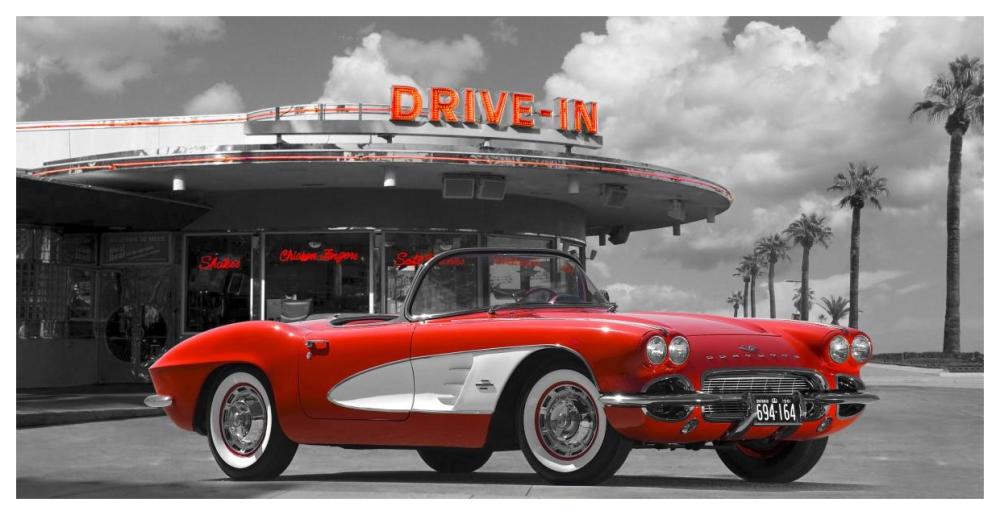Historical diner, USA-Paper Art-62"x32"