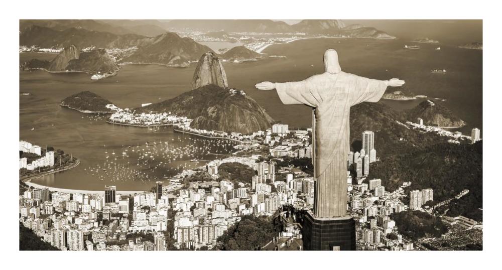 Overlooking Rio de Janeiro, Brazil-Paper Art-26"x14"