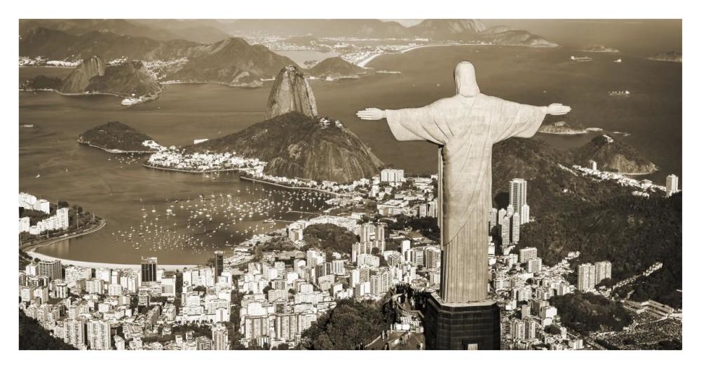 Overlooking Rio de Janeiro, Brazil-Paper Art-38"x20"