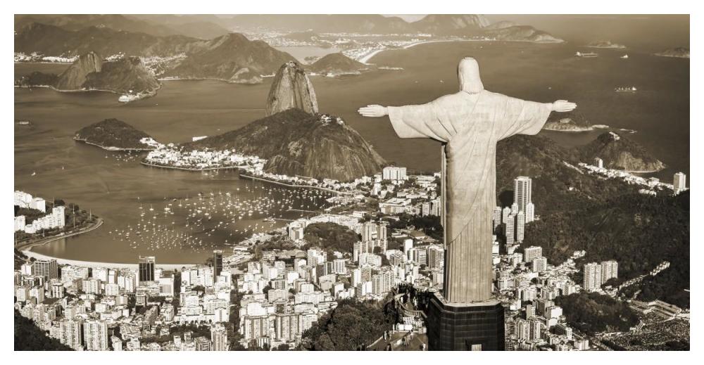 Overlooking Rio de Janeiro, Brazil-Paper Art-50"x26"