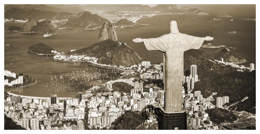 Overlooking Rio de Janeiro, Brazil-Paper Art-62"x32"