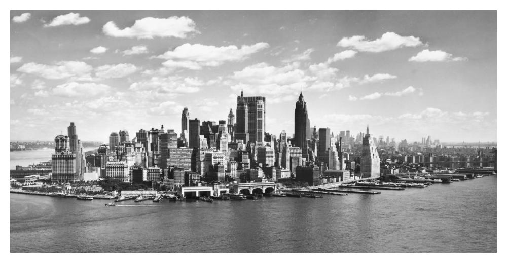 Manhattan waterfront, NYC-Paper Art-50"x26"