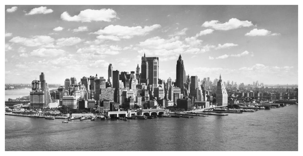 Manhattan waterfront, NYC-Paper Art-62"x32"