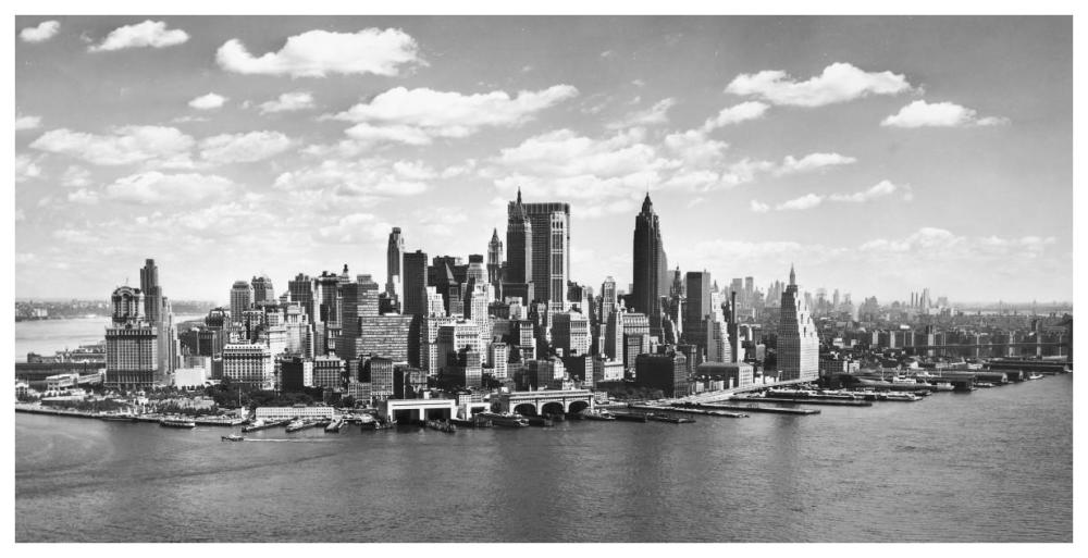 Manhattan waterfront, NYC-Paper Art-74"x38"