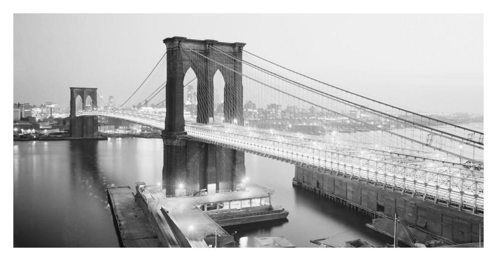 Brooklyn Bridge from Manhattan side, NYC-Paper Art-38"x20"
