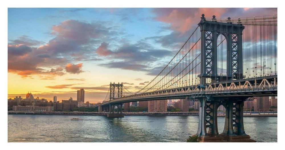 Manhattan Bridge at sunset, NYC-Paper Art-38"x20"