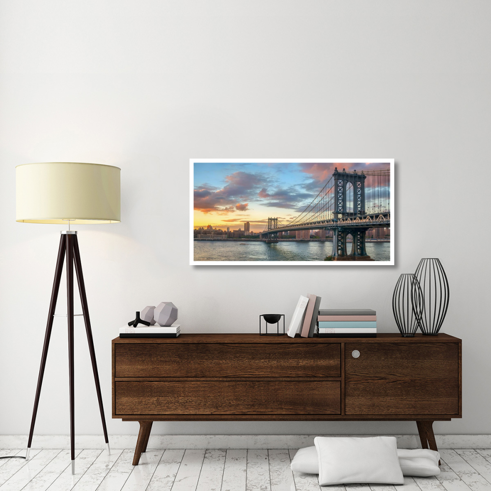 Manhattan Bridge at sunset, NYC-Paper Art-50&quotx26"