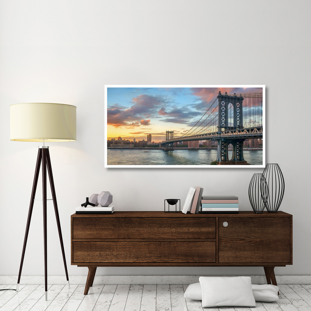 Manhattan Bridge at sunset, NYC-Paper Art-62&quotx32"