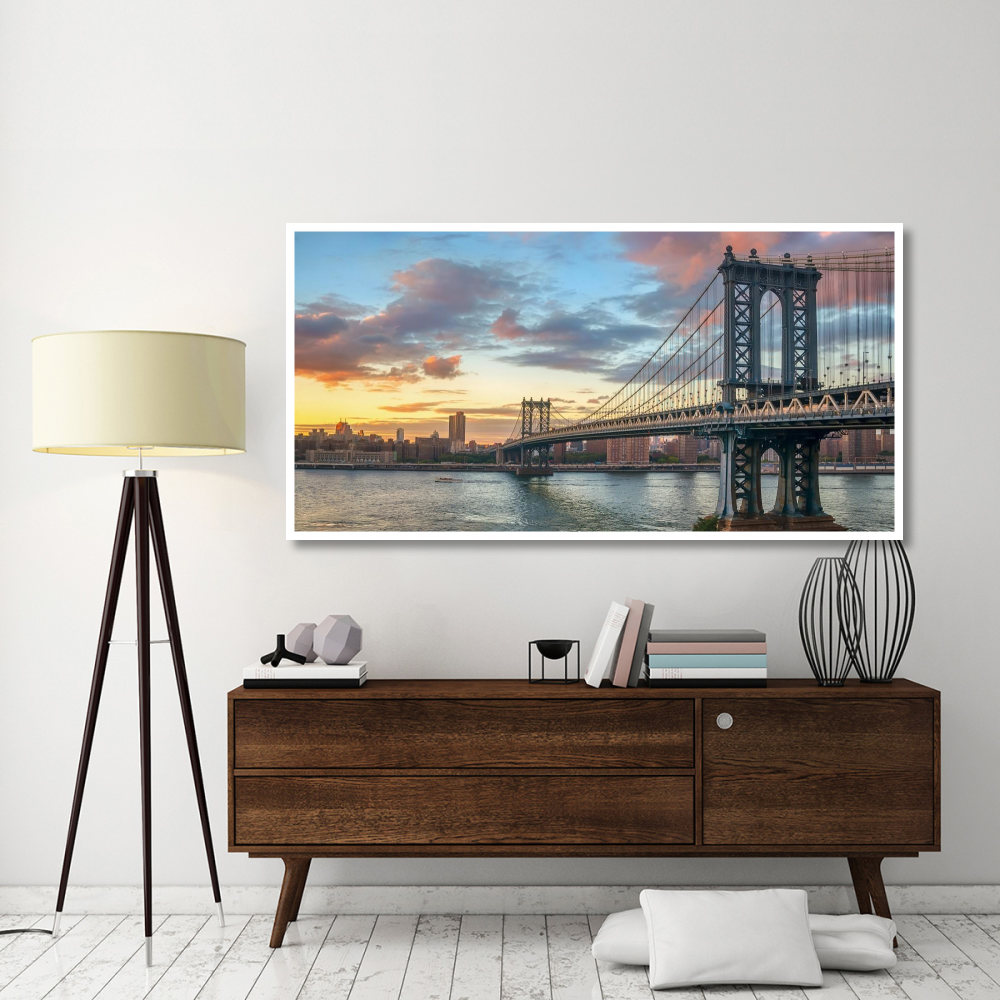 Manhattan Bridge at sunset, NYC-Paper Art-74&quotx38"