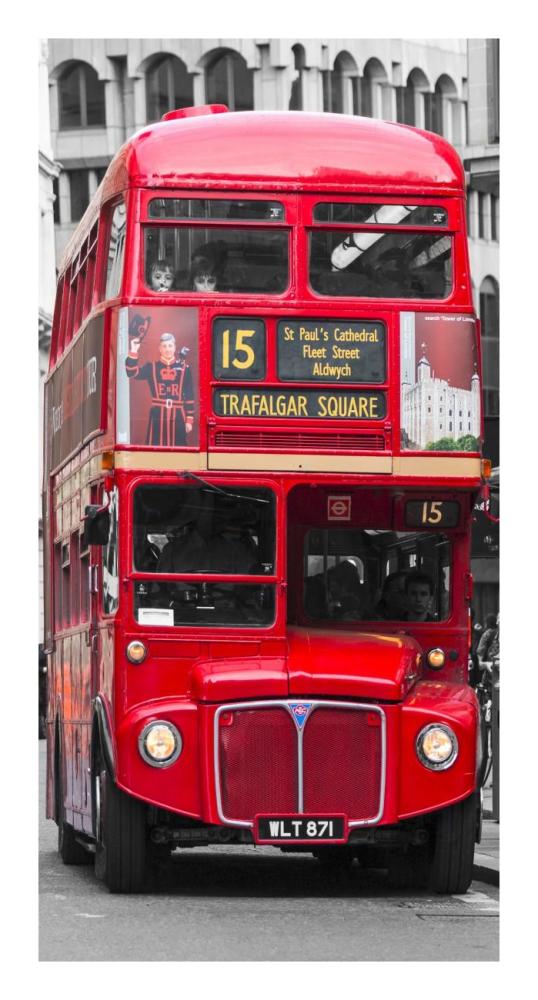 Double-Decker bus, London-Paper Art-14"x26"