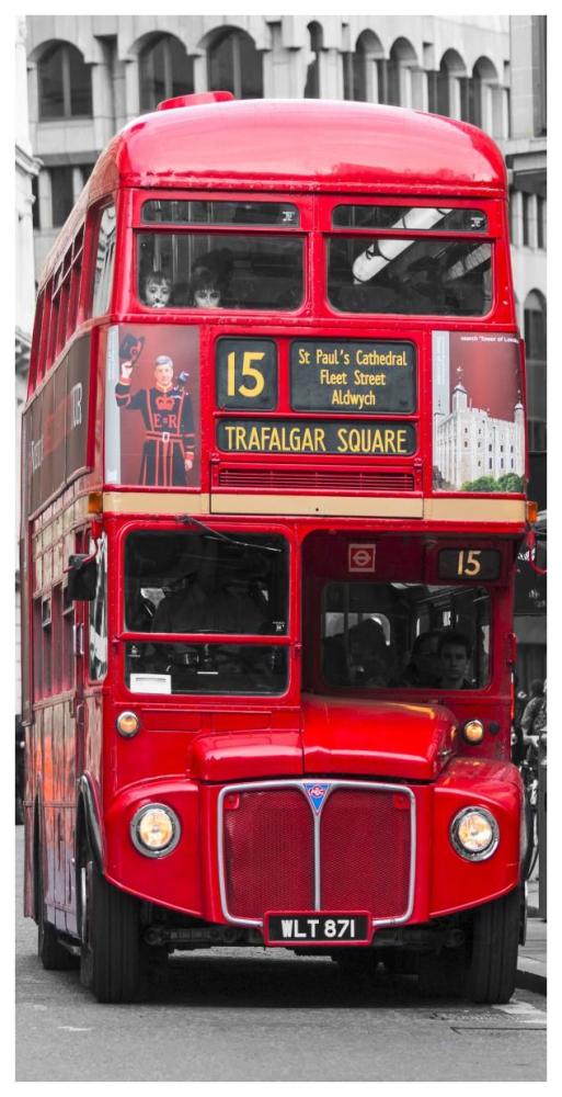 Double-Decker bus, London-Paper Art-38"x74"