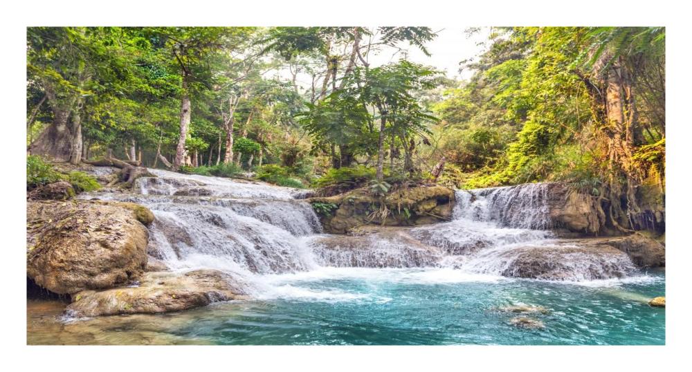 Kuang Si Falls, Luang Prabang,  Laos-Paper Art-26"x14"