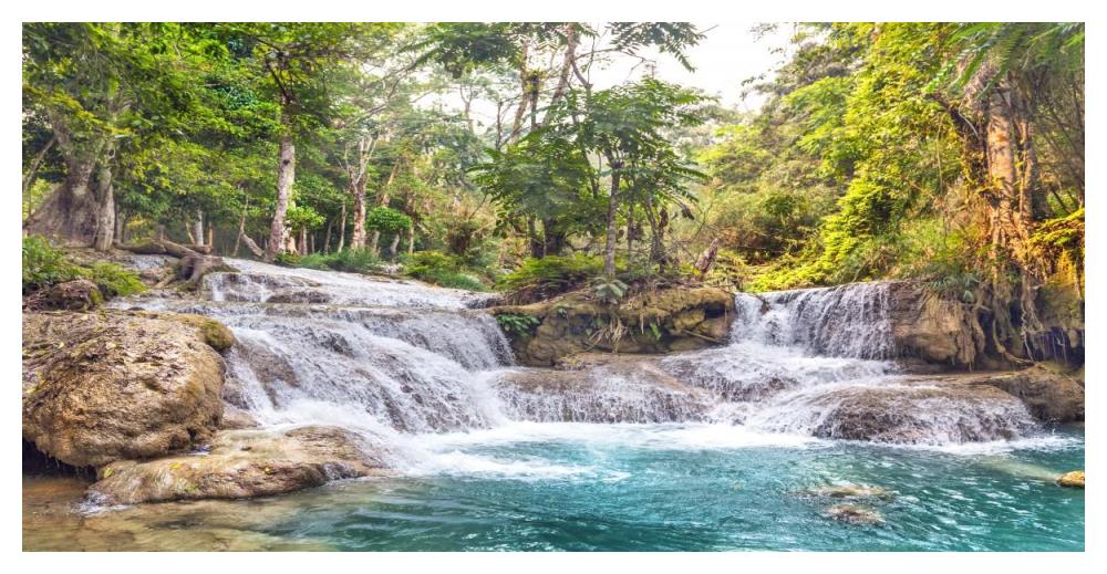 Kuang Si Falls, Luang Prabang,  Laos-Paper Art-50"x26"