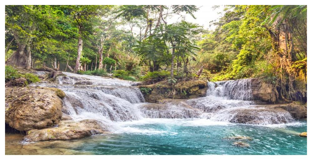 Kuang Si Falls, Luang Prabang,  Laos-Paper Art-62"x32"