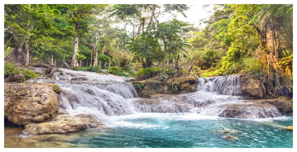 Kuang Si Falls, Luang Prabang,  Laos-Paper Art-74"x38"