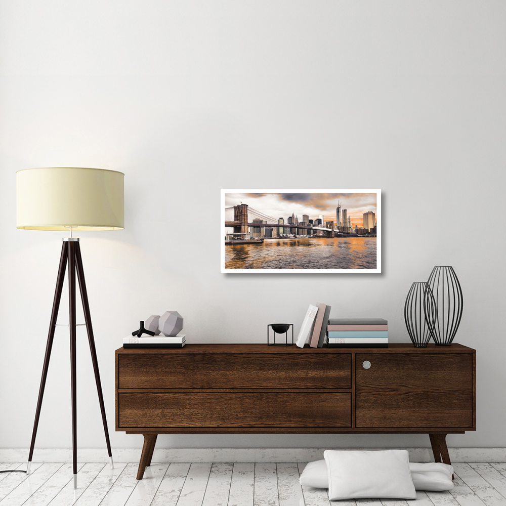 Brooklyn Bridge and Lower Manhattan at sunset, NYC-Paper Art-38&quotx20"
