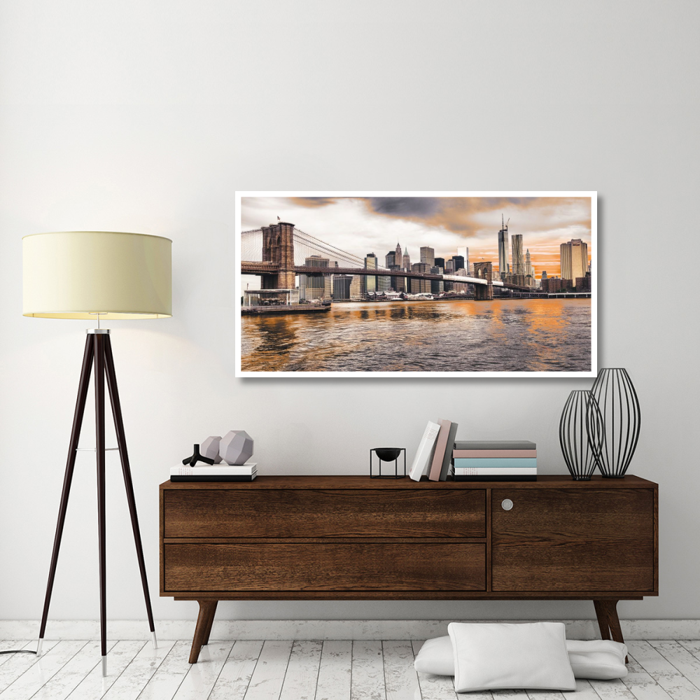 Brooklyn Bridge and Lower Manhattan at sunset, NYC-Paper Art-62&quotx32"